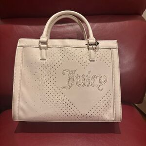 Juicy Couture Cream Tote with Perforated Heart Design